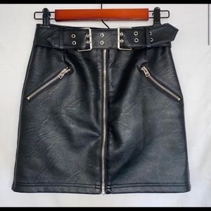 TopShop Adjustable Belt Leather Skirt